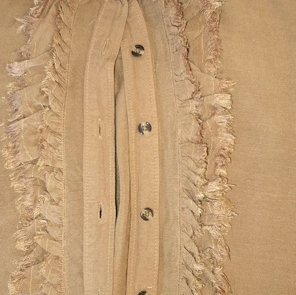 Anthropologie Pilcro Ruffled Button-Up Top In Warm Honey - Picture 3 of 5